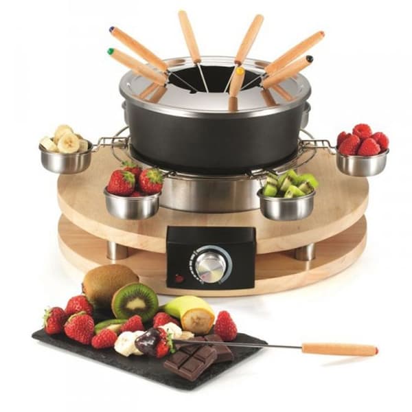 Fonduemaskin - KÖKSKOCK - 8 personer - 1300W - Non-stick-kruka - Stöd av äkta trä