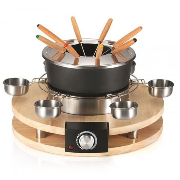 Fonduemaskin - KÖKSKOCK - 8 personer - 1300W - Non-stick-kruka - Stöd av äkta trä