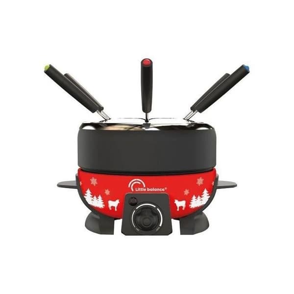 Fondue - LITE BALANS - Fondueservice - 800W - 8 personer - Happy Meuuuh - svart/röd