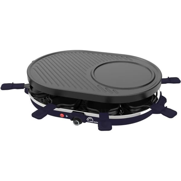 Raclettemaskin - LITT BALANS - Multiost - 1200 W - 8 personer - Avtagbar grill / crepe - Nattblått