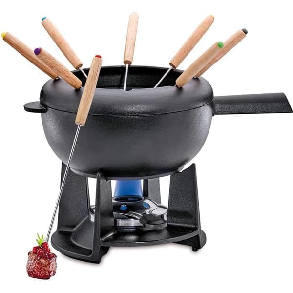 Spring SAAS-FEE Gjutjärn Fondue Set med 8 Fondue gafflar Svart Ø 20 cm, Gjutjärn, Svart, 20 cm - 2892516020