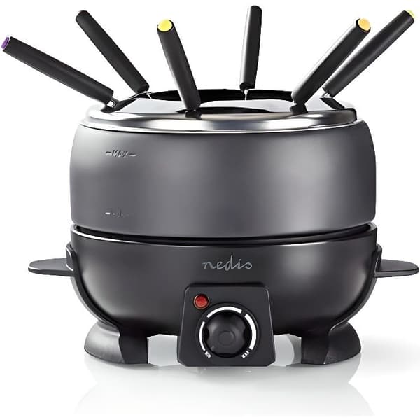 Nedis - Fondue set | 6 personer | 2,3L | 800W justerbar temperaturkontroll | Överhettningsskydd