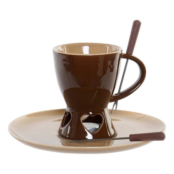 Suklaa Fondue DKD Home Decor Ruostumaton teräs Posliini
