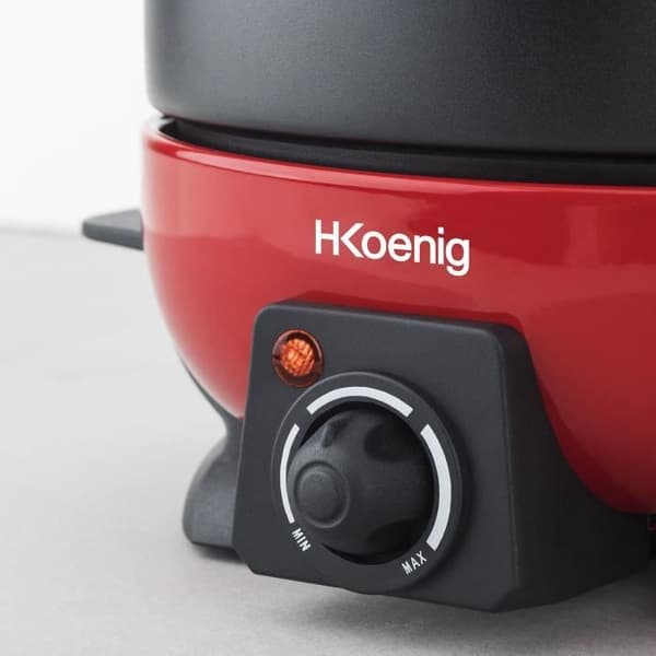 Fondueapparat HKOENIG - ALP1800 - För upp till 6 personer - Kapacitet 2L - Justerbar termostat upp till 190°C - 800W - Röd/Svart