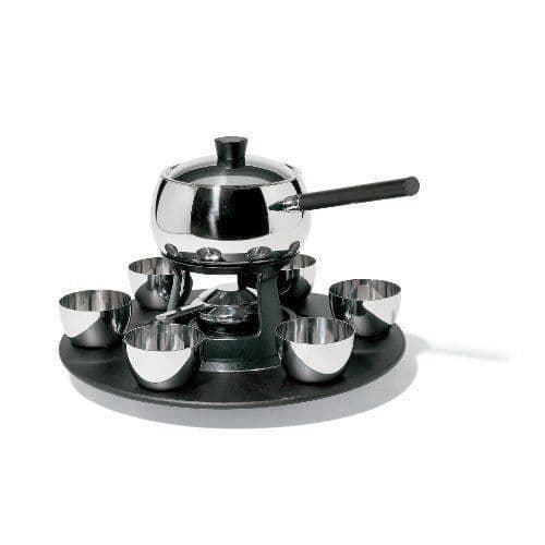 Service à Bourguignonne - Alessi - SG55/200 B - Rostfritt Stål 18/10 - Svart Trä - Gjutjärn