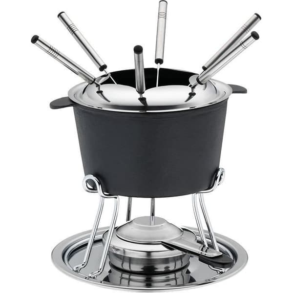 Fondue-set - KELA - Comore - 6 personer - Emaljerad gjutjärn - Svart - 7 delar