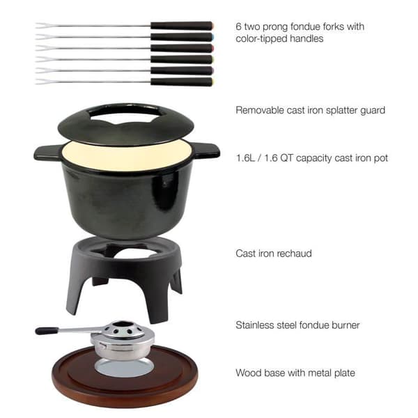 Swissmar Fondue Set - F66708 - Sierra 11-delat Gjutjärn/Rostfritt Stål Fondue Set Metallic Svart 1,6 L