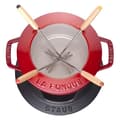 Miniatyrbild 2 av 4: Fondue-set - STAUB - 16 cm - Gjutjärn - Körsbär - Inklusive 4 gafflar och brännare