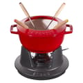 Miniatyrbild 1 av 4: Fondue-set - STAUB - 16 cm - Gjutjärn - Körsbär - Inklusive 4 gafflar och brännare