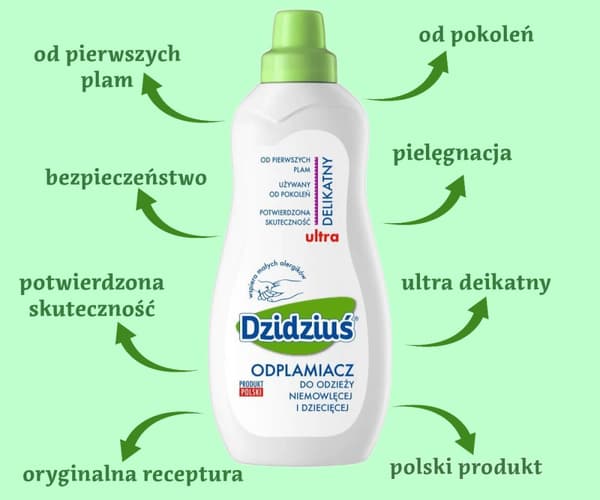 Tahranpoistoaine vauvan- ja lastenvaatteille 750ml Dzidziuś