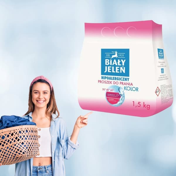 Pesujauheen väri Hypoallergeeninen 1,5kg BIAŁY JELEŃ
