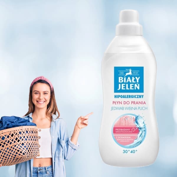 Vask flydende silkeuld ned hypoallergenisk 1l BIAŁY JELEŃ