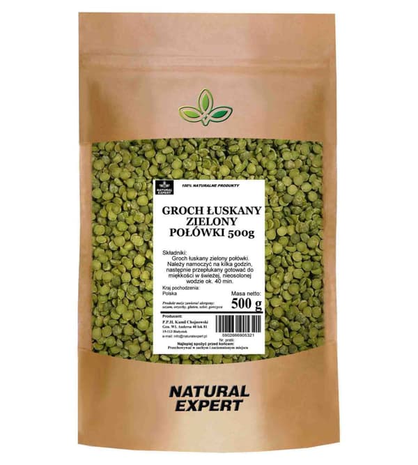 SKALADE GRÖNA ÄRTOR HALVA 500g