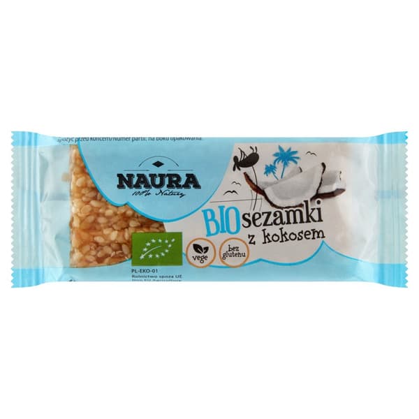 Ekologiska sesamsnaps med kokos Naura 27 g