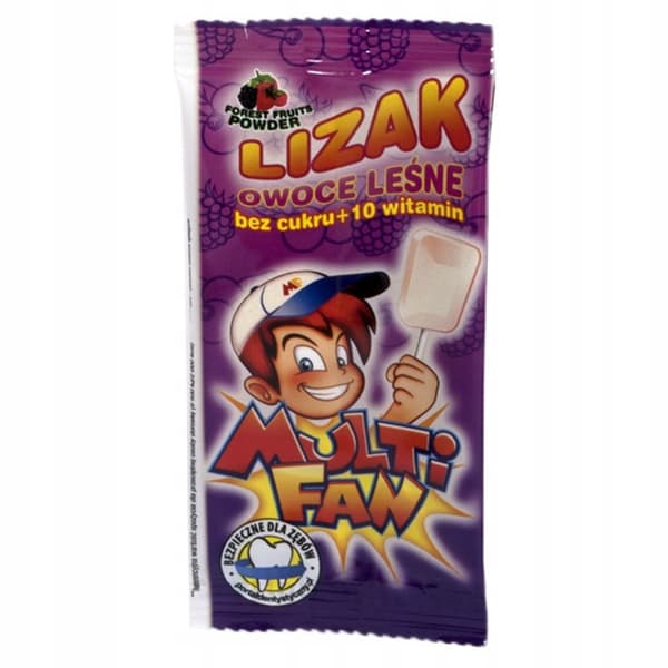 MULTIFAN Lollipop +10 vitaminer skogsfruktsmak 1 styck