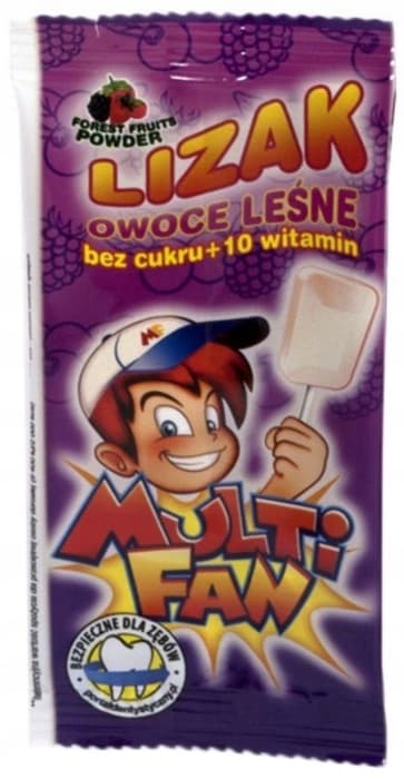 MULTIFAN Lollipop +10 vitaminer skogsfruktsmak 1 styck