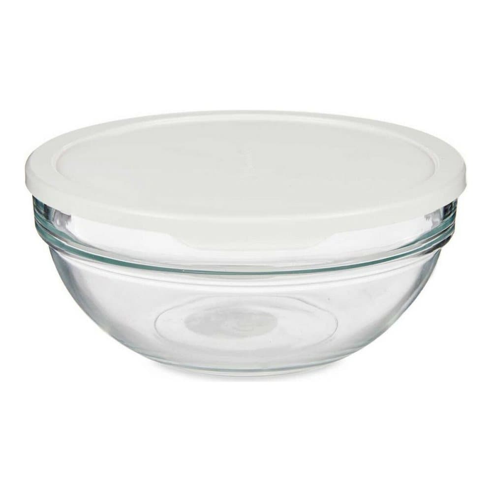 Rund matlåda med lock Vit Plast Glas (1135 ml)
