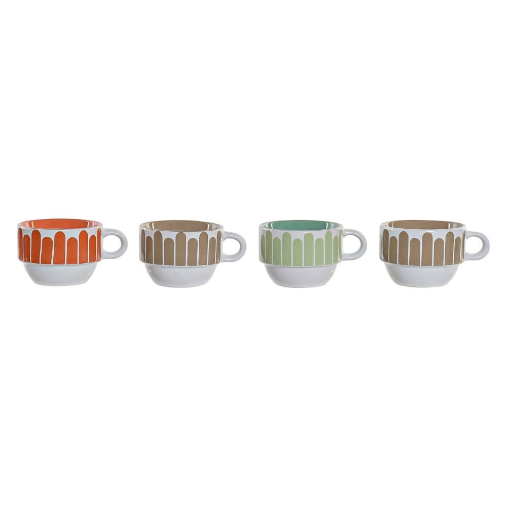 Set med kaffekoppar DKD Home Decor Metall Stengods (4 pcs)