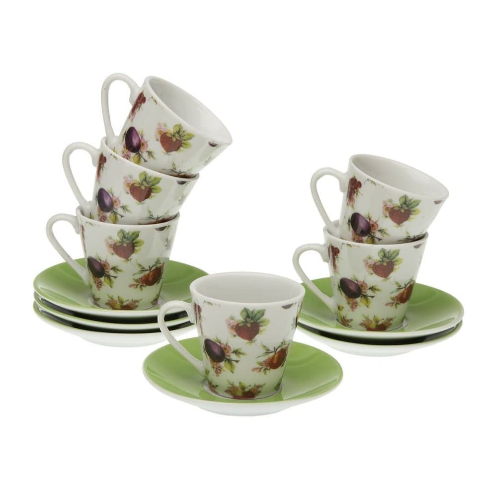 Set med kaffekoppar Versa Strawberry Porslin (6 Delar)