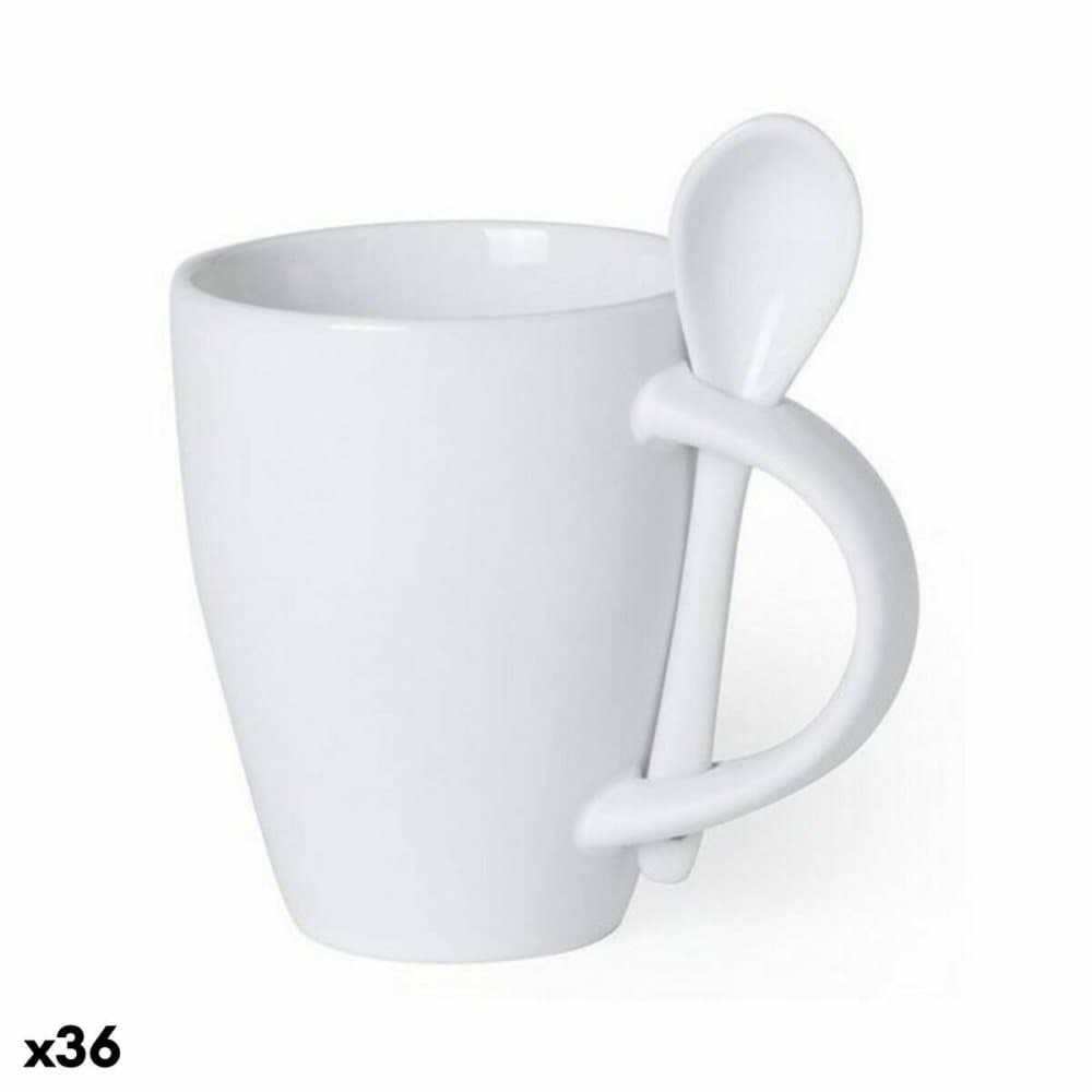 Mugg med Tesked Top Can Cap 145688 Vit (300 ml) (36 antal) - Vit
