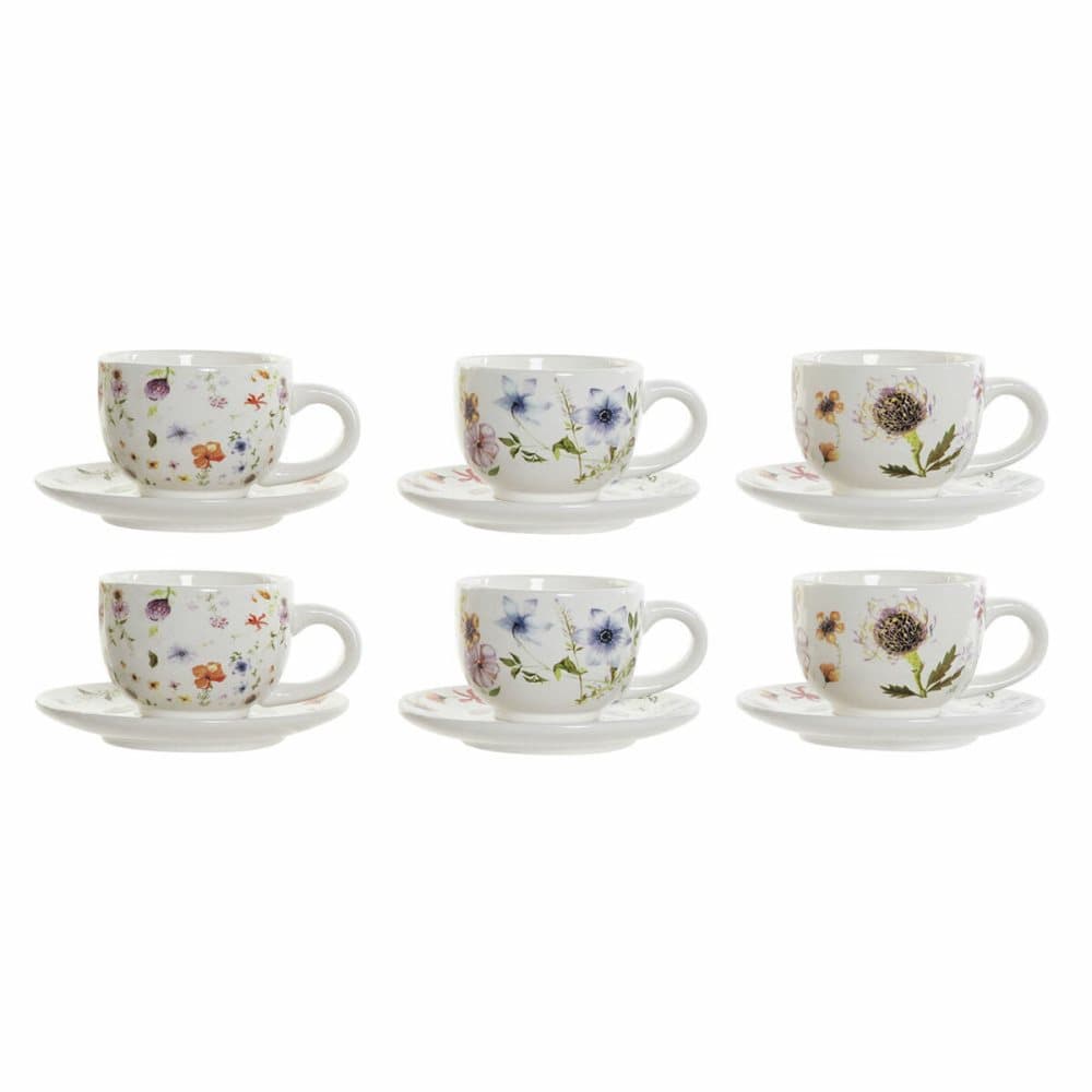 Set med kaffekoppar DKD Home Decor Metall Dolomite (6 pcs) (180 ml) (14 x 14 x 7 cm)