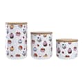 Pikkukuva 1 / 4: 3 purkkia DKD Home Decor Luonnollinen Valkoinen Monivärinen Bambu Kivitavara 10 x 10 x 17 cm Kuppikakku