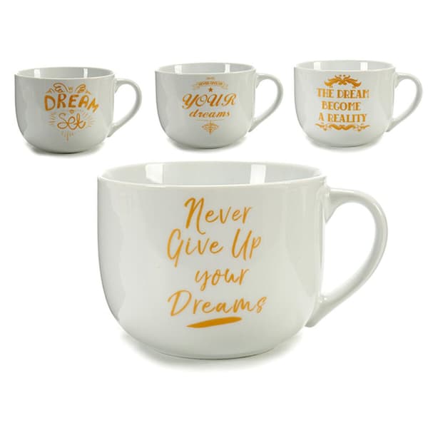 Skodelica Dream Porcelæn Gylden Hvid 500 ml 24 enheder