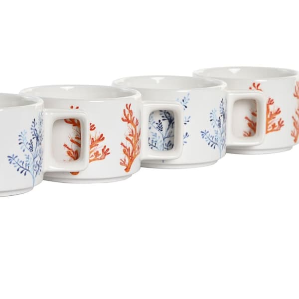 Set med kaffekoppar DKD Home Decor Blå Fuchsia Metall Dolomite 260 ml