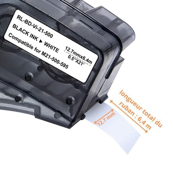 Etikettkompatibel Brady BMP21-LAB BMP21-PLUS - Vinyltejp M21-500-595 12,7mmx6,4m Phonillico®