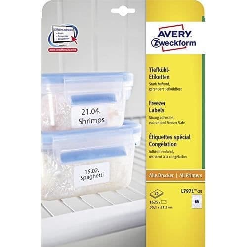 Speciella frysetiketter - AVERY - L7971-25 - 38,1 x 21,2 mm - Vit