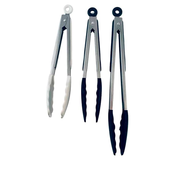 Grilltång i silikon och rostfritt stål - 23/30 cm - svart eller vit