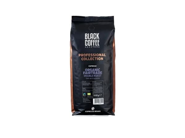 Espresso Black Coffee Roasters Double Roast Organic Fairtrade - hele bønner 1kg/pose - (karton á 6 kilogram)