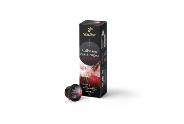 Tchibo Caffè Crema Colombia, Kahvikapseli, Caffe crema, Musta, Punainen, 8 g, Laatikko,