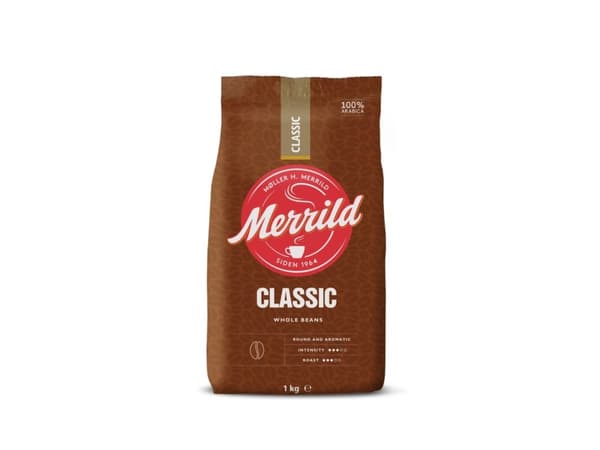 Kaffe Merrild Arabica hele bønner 1kg/pose - (karton á 6 kilogram)