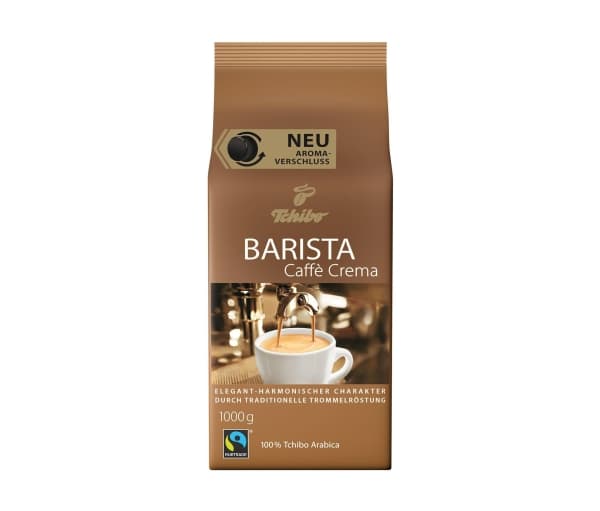 Tchibo Kawa Barista Caffe Crema 1KG ziarnista, 1 kg, Amerikano, Caffe crema, Caffe latte, Cappuccino, Kaffe, Espresso, Latte macchiato, Mokka, Ristre