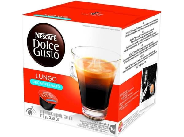 Nescafe Lungo kofeiiniton kapselit Dolce Gustoon 16 kpl.