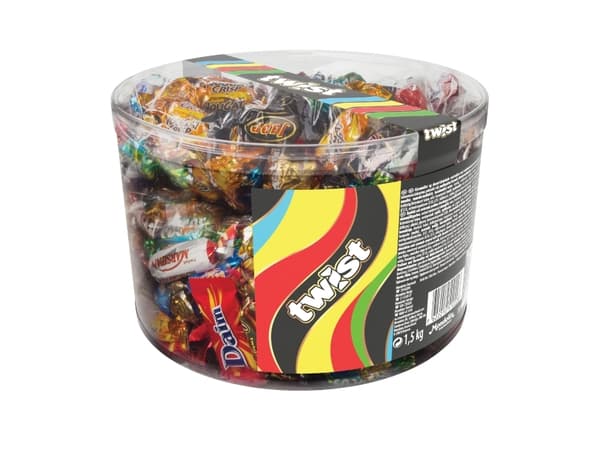 Chokolade Twist 1500g i plastbøtte