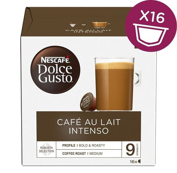 Nescafé Dolce Gusto Café au lait intenso, Kaffekapsel, Cafe au lait, Dolce Gusto, 16 koppar, Flerfärgad, Nescafé
