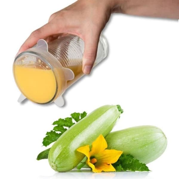 6 st Återanvändbara Lufttäta Stretchable Silikon Matskål Lock för Food-Clear