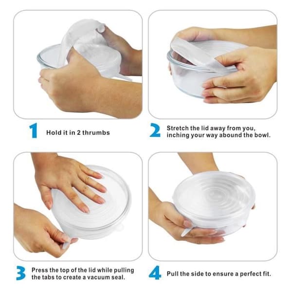 6 st Couvercle alimentaire extensible en silicone Couvercle Conservation des aliments Réutilisable
