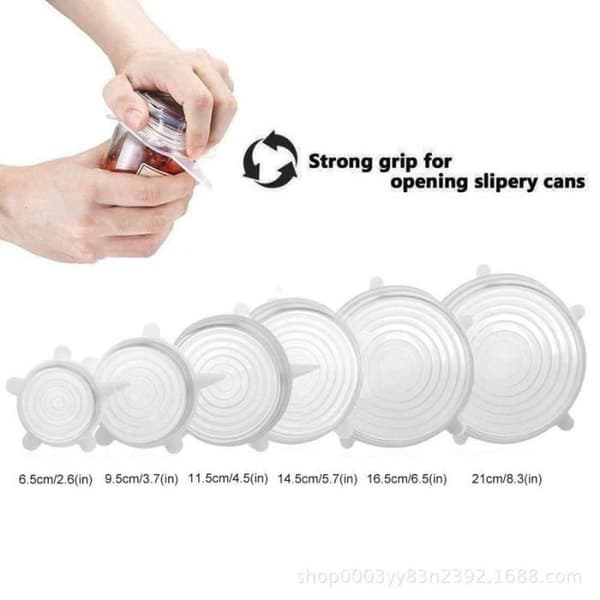 Stretchlock, Silikonlock, Återanvändbar Stretch Food Seal Wrap 6-pack i olika storlekar