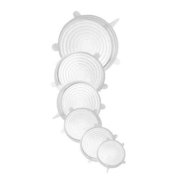 Stretchlock, silikonöverdrag, återanvändbar Stretch-matförseglingsomslag 6-pack olika storlekar SSB8F0