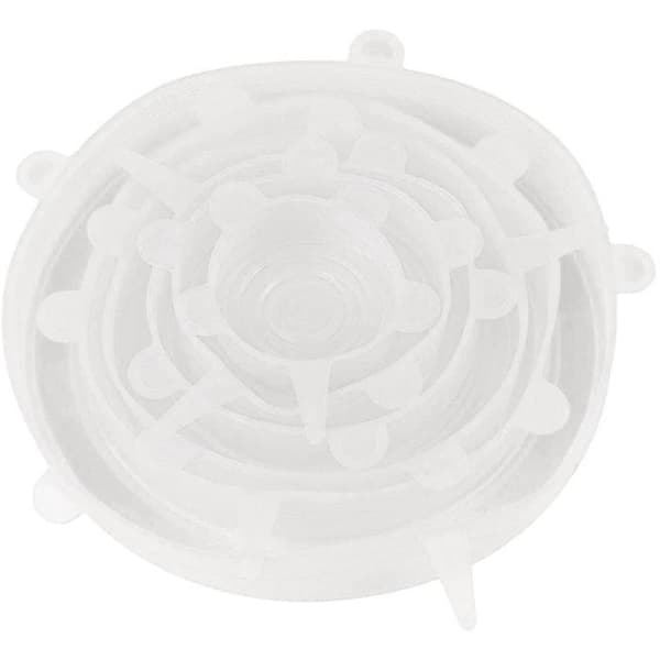 6 delar Universal Silikon Stretch Lock Suglock Grytlock för platt skål Vit [491]