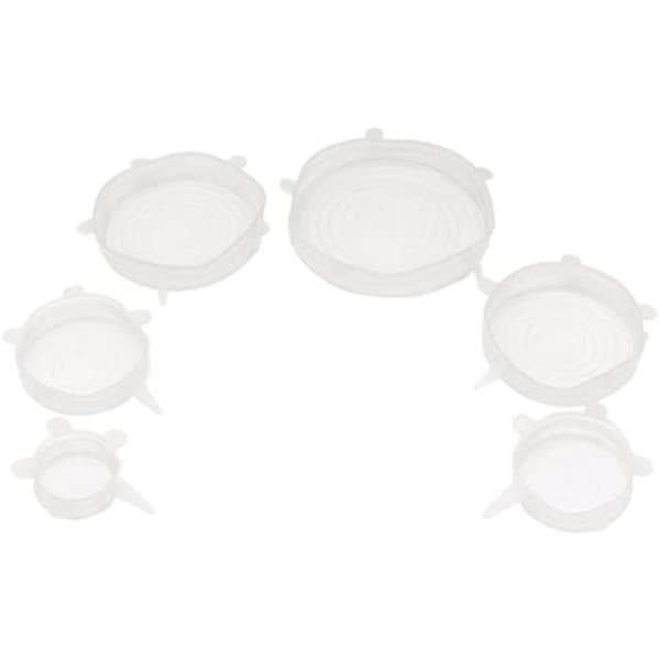 6 delar Universal Silikon Stretch Lock Suglock Grytlock för platt skål Vit [491]