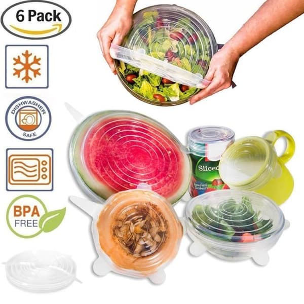 Silikonlock till skålar Koppar Matlock Set med 6 Food Saver Stretch Lock Wrap