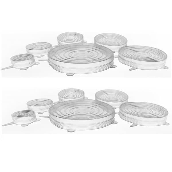 Lot 12 mikrovågslock vita i extanderbart silikon - 6 storlekar HobbyTech
