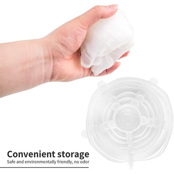 Set med 6 Utvidbara Silikonlock Universal Livsmedelslock för Mikrovågsugn, Kylskåp och Ugn (Transparent [42])