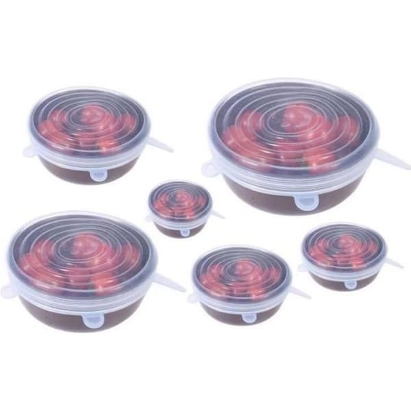 Lock, Universellt återanvändbart silikonlock som är utökningsbart I lager 6 stycken justerbara lock, lock - Typ 6Pcs Vit