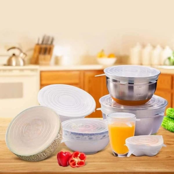 6 Stycken Silikongummi Lock Utan BPA 6 Olika Storlekar för Mikrovågsugn - Ugn - Kyl - Diskmaskin
