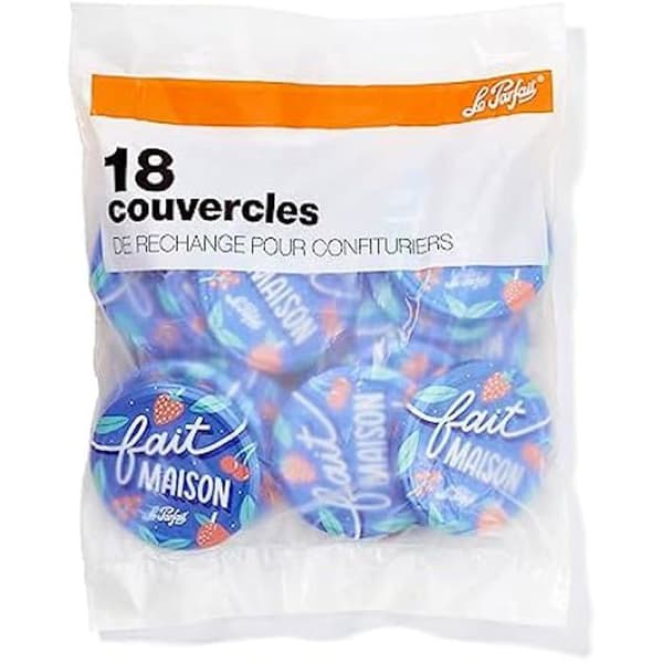 Lock för syltburkar - LE PARFAIT - 82mm - Förpackning med 18 - Plast - Röd